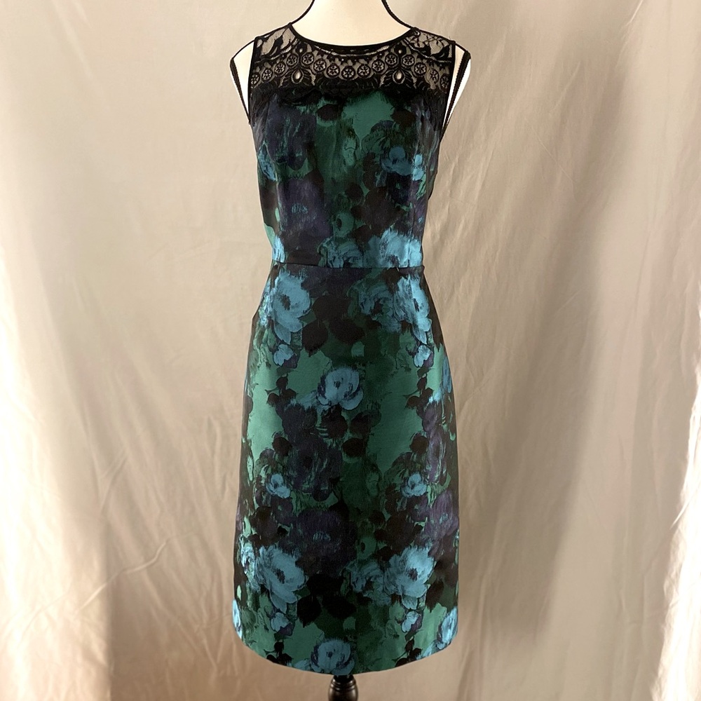 Anthropologie floral and lace knee length dress, size 10